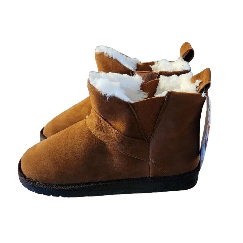 Muk Luk Cognac Harleen Faux Fur Lined Booties Women's 9 Water Resistant New